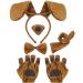 5 Pieces Puppy Dog Costume Set Included Dog Ears Headband Bowtie Fake Nose Tail Puppy Paw Gloves Animal Costume Accessories for Halloween Cosplay Party (Light Brown)