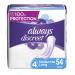 Always Discreet Moderate Long Incontinence Pads, Up to 100% Leak-Free Protection, 54 Count (Packaging May Vary)