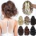 Yamel Ponytail Extension 8" Short Curly Wavy Highlight Brown Mix Blonde Claw Jaw Clip in Synthetic Hairpiece Pony Tail Tale Ponytail Hair Extensions Highlight Brown Mix Blonde 8 inch