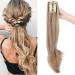 Ponytail extension ponytail braid with bracket hair part hair extension hair skin hair heat-resistant micro-wavy like real hair 22 "(55cm) sandy blonde & blonde bleach 55 cm sandy blonde & blonde bleach