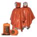 Go Time Gear Emergency Survival Life Poncho - 2 Thermal Mylar Space Blanket Rain Ponchos - Use in Camping, Hiking, Survival Gear & Bug Out Bag - Includes Survival Whistle & Paracord String (Orange)