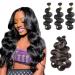 Body Wave Bundles Human Hair 16 18 20 Inch 10A Grade Human Hair Bundles Body Wave 3 Bundles 100% Unprocessed Brazilian Virgin Hair Extensions Natural Black 16 18 20 Inch Body Wave Bundles