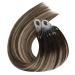 Ugeat Real Hair Extensions Microring #4/18/4 - Brown Balayage Chocolate Brown Dark Ashblond Micro Loop Extensions 50cm 50g - Buy Online on GoSupps.com