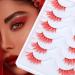 Colored Half Lashes Natural Look Fluffy Wispy False Eyelashes Soft Handmade Lashes With Color Red Cat Eye Lashes Pack 6 Pairs By GVEFETIEE B- Red