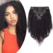 18" Afro Kinky Curly Clip in Human Hair Extensions DOUBLE WEFT #1B Natural Black (120g)