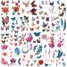 30 Sheets Watercolor Flowers Temporary Tattoos for Women Girls Butterfly Fake Tattoo Stickers Body Art Stickers Realistic Creative Removable Tattoo Stickers