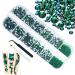 4200Stk green rhinestones emerald green round flatback stones Different SS6-SS20 to K9 glass green nail crystals jeweles nail art nail charms for nails face make-up craft diy 1hrz-green