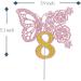 Tenhaisi Pink & Gold 3D Butterfly Flower Sign 8 Cake Topper - Happy 8th Birthday/Anniversary Party Decoration 3D Cake Topper- Girls 8th Birthday Party Supplies - Buy Online on GoSupps.com