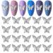 WOKOTO 20pcs 3D Butterfly Nail Charms for Acrylic Nails Clear Crystal Butterfly Charms for Women Nails Art Decorations Rhinestones for Nails with Silver Base Alloy Charms Butterfly Nail Gems Jewels KIT2