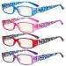 Eyekepper 4 Pack Blue Light Filter Readers with Pattern Arms and Crystals Computer Reading Glasses +2.00 +2.00 Blue Light Blocking-b40-4 Pairs