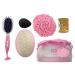 Rucci Bath Set with Eva Sponge Ball/White Compact Mirror/Pink Massage Pad/Pumice Stone/Oval Suction Hairbrush  1 Pound - Buy Online on GoSupps.com