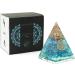 Inspirational Aquamarine Crystal Orgone Pyramid with Clear Quartz Crystals - Chakra Healing Stone for Courage and Stress Relief - Buy Online on GoSupps.com