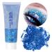 URAQT Body Glitter Gel 50ml Holographic Mermaid Sequins Glitter Chunky Cosmetic Glitter Face and Body Gel Sparkling Festival Party Lotion Glitter for Face Body Eye Hair Nail DIY Art (Blue)