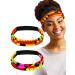 Hillban 2 Pcs African Headbands for Women Kente 3 Strand Headband Colorful African Print Headband Afrocentric African Hair Accessories Stretchy African Hair Band for Women and Girls (Retro Pattern)