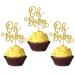 Rsstarxi 24 Pack Oh Baby Cupcake Toppers Glitter Baby Shower Cupcake Picks Decorations for Celebrating Baby Shower Kids Birthday Party Cake Decorations Supplies Gold