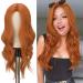 Fine long curly wavy orange wig 55 cm middle parting women wigs naturally synthetic wavy wigs women curls wavy wig for daily party orange-55 cm