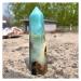 Natural Caribbean Calcite Crystal Hexagon Wand Single Point Sky Blue Stone Tower for Decoration 1pc (Size : 200-250g)