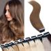 40 pieces tape in extensions real hair 2.5g/pcs adhesive tape hair extension 100% remy human hair hair part (+10 brick free tapes) light brown#6 56 cm
