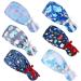 6 Pieces Adjustable Bouffant Hats Sweatband Bouffant Turban with Buttons and Ribbon Print Head Tie Covers Charming Style