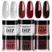 AZUREBEAUTY Silver Red Dip Powder Set 6 Colors Sparkling Silver&Burgundy Glitter Red Dipping Powder Starter Kit French Nail Art Manicure DIY Salon Gifts for Women No Need Nail Lamp Cured