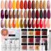 Dip Powder Nail Kit Starter, AZUREBEAUTY 20 Colors Sunset Glitter Red Nude Brown Dip Nail Kit Collection Liquid Set with Base/Top Coat for French Nail Art Manicure Beginner DIY Salon Gifts for Women