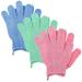 YuxianLB peeling glove 3 pair of exfoliating gloves peeling glove body peeling massage glove peeling exfoliate shower glove peeling body peeling peeling gloves with hanging pink green blue