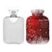 KCLDECI hot bottle with cover Christmas tree stars snowflakes red 2 l hot water bottle hot water bag for foot warmer pain relief hot and cold therapy