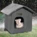 Rest-Eazzzy Cat House for Outdoor Cats, Weatherproof and Insulated Feral Cat House with Mat and Clip, Easy to Put Together, Selfwarming Cat Shelter for Winter, Never Blow Away grey house with canopy X 1