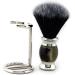 Premium Synthetic Hair Shaving Brush with Horn Handle & Steel Holder - Black | Best International Shipping - Buy Online on GoSupps.com