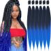Xusuperb Lang Pre Stretched Braiding Hair Ombre Blue 30 inch Easy Braids Extensions Black Blue Kanecalon Kunsthaar 6 Packs Soft Knotless Yaki braids Hair extensions (T1B/blue#) 76 cm (6 Series Pack) T1B/Blue##