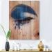 DesignQ Closed Eye Blue Fantasy Makeup Wall Decor | Modern Wood Art Panels on Natural Pine - Large Contemporary Decor for Unique Homes - Buy Online on GoSupps.com