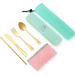 Boulder Bee Camping Utensil Set - Stainless Steel Flatware for Outdoor Picnics - Travel Silverware Set with Case - Includes Knife, Fork, Spoon, Straw, Cleaning Cloth - Gold - Buy Online on GoSupps.com