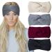Chalier 4 Pcs Warm Winter Headbands for Women Cable Crochet Turban Ear Warmer Headband Gifts B-Black