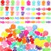 50 Pieces Plastic Barrettes Self Hinge Barrettes for Girl Mini Flower Bow Hair Colorful 80s 90s Cute Clip Multi Design Plastic Barrette Hair Pin in Candy Heart Star Shape Accessory (Novel Style)