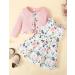 Puseky Toddler Baby Girls Floral Print Dress and Cardigan Set | Sleeveless Outfit for Baby Girl | 2Pcs Set | 2-3 Years | Pink - Buy Online on GoSupps.com