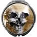 metALUm pill box with mirror round metal 3 compartments SKULL #1197