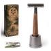 ANYMALE safety razor made of walnut wood - set with stand and 5 ASTRA blades - zero waste razor for women and men