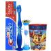 Paw Patrol Chase Inspired 4pc Bright Smile Oral Hygiene Set! Flashing Lights Toothbrush  Toothpaste  Brushing Timer & Mouthwash Rise Cup! Plus Bonus Remember to Brush Visual Aid!