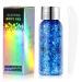 URAQT Body Glitter Gel Holographic Mermaid Sequins Glitter Chunky Cosmetic Glitter Face and Body Gel Sparkling Festival Party Lotion Glitter for Face Body Eye Hair Nail Makeup and DIY Art Blue