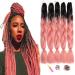 Showjarlly jumbo braid art hair hair ombre braid extension 24 inch KanCalon hair braid extensions 5 pieces for crochet twist braid hair box braid for braid black/pink# 61cm-24 inch (5 pack) black/pink
