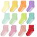CozyWay Kids Non Slip Cotton Crew Socks Baby Socks Toddler Socks Anti Skid With Grips Striped for Children Toddler Boys & Girls 1-3 Years Girls Pastel Colors 12 Pairs