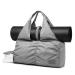 Travel Yoga Gym Bag for Women, Carrying Workout Gear, Makeup, and Accessories, Shoe Compartment and Wet Dry Storage Pockets Grey Medium