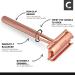 Women's Butterfly Open Safety Razor Set with Stand - Rose Gold, Plastic-Free Blades - 1 Count - Buy Online on GoSupps.com