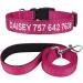 Tagme dog collar and leash personalizing reflective dog collar with 1.5m double -sided reflective dog leash for medium -sized hot pink m (1 Pack) hot pink set
