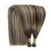 YoungSee Ombre I Tip Human Hair Extensions - Brown Dark Brown Ash Blonde 20 Inch 50g Real Human Hair Cold Fusion - Buy Online on GoSupps.com