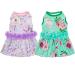 CUSOZWO Small Dog Clothes - 2 Pack Cute Flower Dog Dress for Small Dogs Puppy Cats - Spring Elegant Floral Pattern Princess Skirt Dog Apparel Outfit M: chest 15"-16" neck 11" back 12"