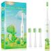 Dada-Tech Kids Electric Toothbrush Rechargeable Soft Tooth Brush with Timer Powered by Sonic Technology for Children Boys and Girls Age 3+ Waterproof and 3 Modes (Dinosaur White) Dinosaur (White) 1 count (Pack of 1)