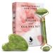 Jade Roller for Face - Jade Gua Sha Set Gua Sha Beauty Roller Face Roller Gua Sha Facial Tools Jade Roller & GuaSha Face Massager, Skin Care Tools & Facial Beauty Products (Green)