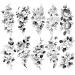 Oottati 10 Sheets Waterproof Temporary Tattoo Stickers 3D Black Branch Rose Peony Flower Girls Blossom Waterproof Arm Leaf Sexy Arm Chains Pattern Perfect for Parties  Events and More