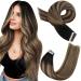 Moresoo Tape in Extensions Human Hair Ombre Black Hair Extensions Tape in 22 Inch Black Root to Dark Brown Highlight with Golden Blonde Tape in Real Hair Extensions 20Pcs/50g #1B/4/14 22 Inch #1B/4/14